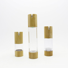 15ml 30ml 50ml 100ml bamboo airless spray bottle empty plastic serum bottle with bamboo top for hair cares Airless-31AN